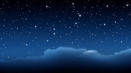 Fototapeta na wymiar Night Sky With Stars and Clouds Over Mountain Range