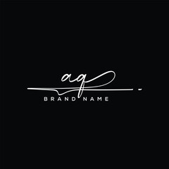 AQ letter beauty handwriting vector logo. 
