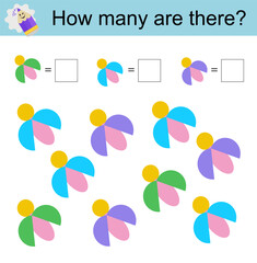 Math activity for kids. Developing numeracy skills. Cartoon bugs.