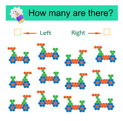 Math activity for kids. Developing numeracy skills. Cartoon bike, bicycle