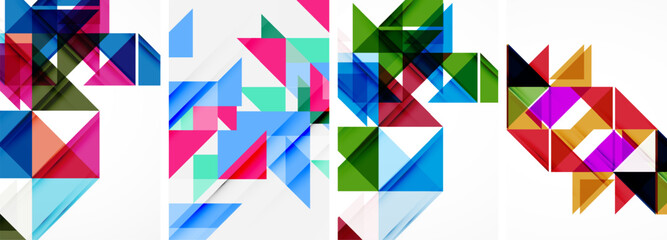Triangle poster geometric background set
