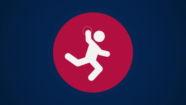 Pictograma de los Juegos Ol&iacute;mpicos en el centro con el deporte balonmano en fondo azul. 