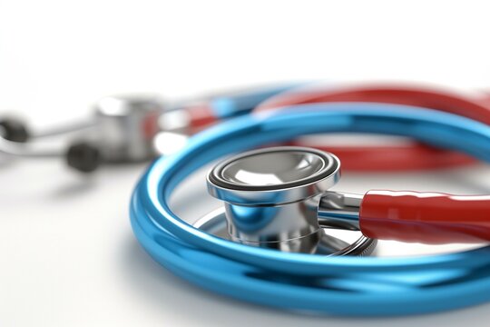 medical concern close-up blue and red doctor stethoscope 