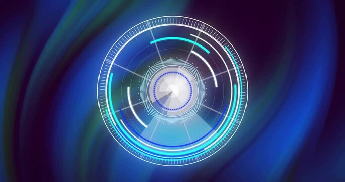 Animation of scope scanning over blue light trails on black background