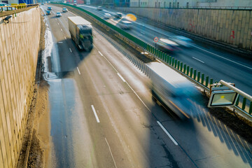 City highway pass with cars speeding