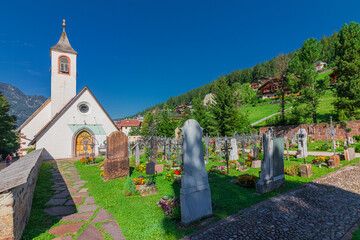 Saint Ann's church in the monumental cemetery of Urtijei. South Tyrol, Italy