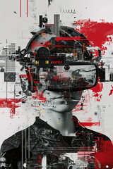 Illustration of person wearing virtual reality glasses