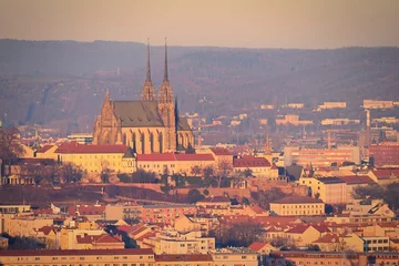 Gardinen Petrov - Cathedral of Saints Peter and Paul. City of Brno - Czech Republic - Europe. City skyline at sunset © montypeter
