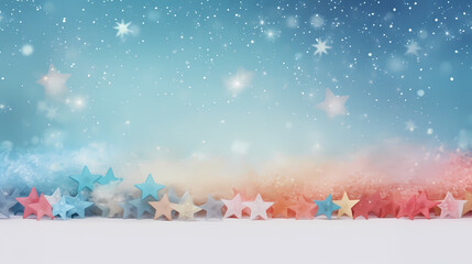 Fototapeta na wymiar Holiday decorative border, festive background with festive star decoration