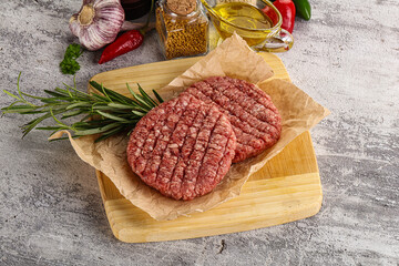 Raw burger cutlet for grill