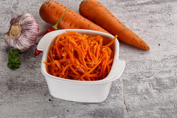 Korean carrot salad in the bowl