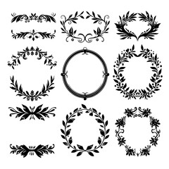 Obraz premium wreath SVG, wreath png, wreath frame, frame svg, frame illustration, wreath illustration, frame, vector, vintage, floral, design, decoration, pattern, ornament, border, illustration, flower, ornate,
