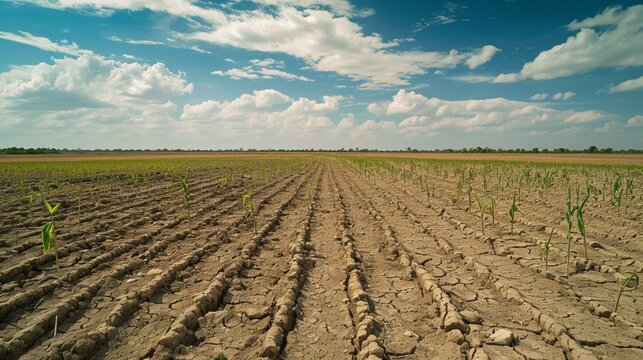 A Barren Farmland Affected By Drought, Emphasizing The Impact Of Environmental Factors On Poverty And The Struggle For Food Security.