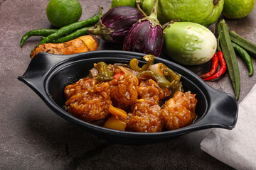Chinese cuisine - prawn with chili sauce