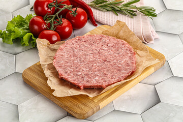 Raw beef uncooked burger cutlet