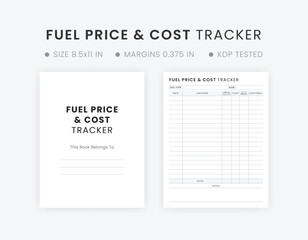 Fuel Price Tracker Printable Vehicle Fuel Cost Per Mile Fuel Cost Expense Log