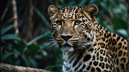 Closeup of a leopard on the jungle from Generative AI