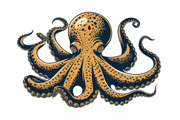 Octopus logo. Isolated octopus on white background - obrazy, fototapety, plakaty