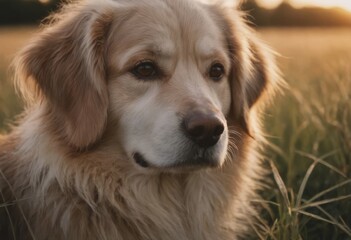 portrait of dog among the grasses