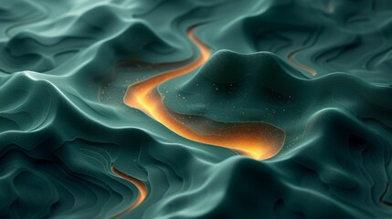 Obraz premium Abstract 3d rendering of wavy surface. Futuristic background with dynamic waves. - Generative AI