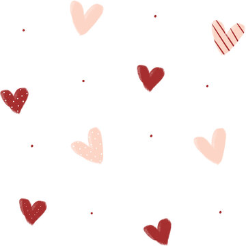 Cute love heart seamless pattern. Transparent background