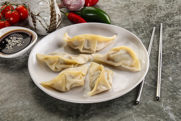 Japanese cuisine - dumplings gyoza with sauce