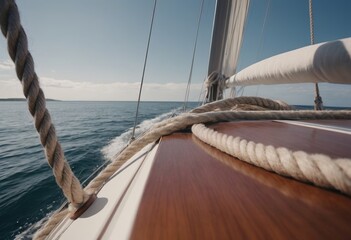 Fototapeta premium Luxury yacht tackle during the ocean voyage