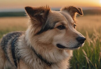 portrait of dog among the grasses