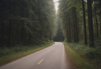 Fototapeta premium Beautiful tree lined road in the Tunnel of Trees on a drive through Emmet County from Harbor Springs