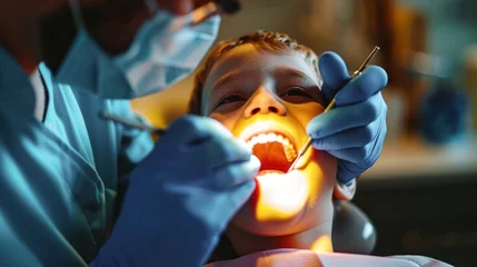Fotobehang Dentist Examining Young Boys Teeth © Anoo