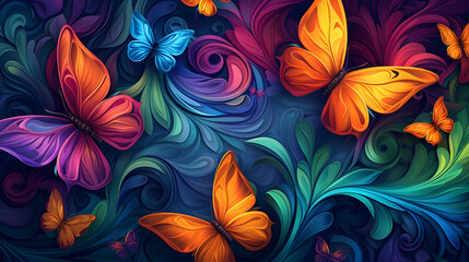 Fototapeta na wymiar abstract colorful butterflies background