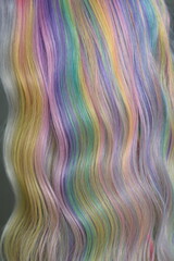 abstract colorful background up close photo of pastel rainbow hair DSLR photo