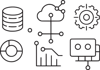 data analytics icon set big data analysis