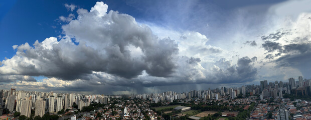 Large panoramic view of the city of Sao Paulo. Sao Paulo city, Cidade Moncoes and Brooklin district.