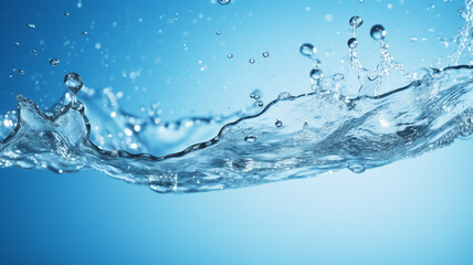 Naklejka na ściany i meble water splashes and drops on light blue background