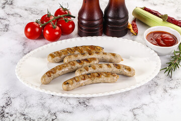 Grilled natural organick white sausages