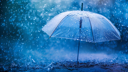 Transparent umbrella under rain, generative ai