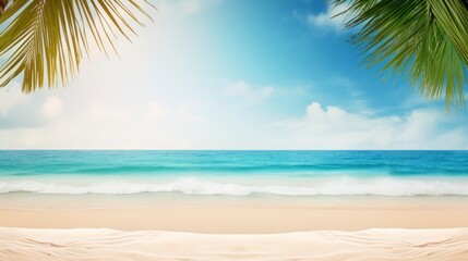 Fototapeta na wymiar Tropical beach with white sand and palm trees. Seascape.