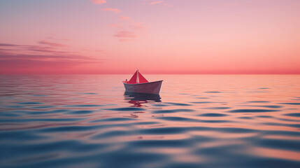 황혼의 바다, 붉은 종이배의 평화로운 항해