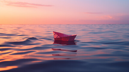 황혼의 바다, 붉은 종이배의 평화로운 항해