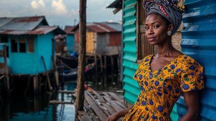 Woman in The Floating Slum of Makoko in Lagos, Nigeria