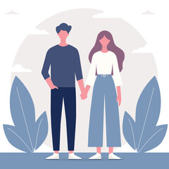 Illustration of a couple holding hand