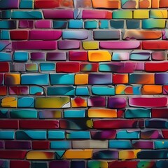 Abstract graffiti on a brick wall with vibrant colors and bold lines2