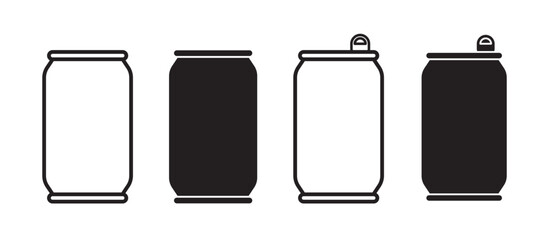 Beer drink aluminum can vector icon set. energy soda tin can symbol. - obrazy, fototapety, plakaty
