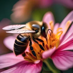 Fotobehang Close-up of a bee collecting nectar from a vibrant, blooming flower2 © Ai.Art.Creations