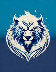 Logo art vintage délavé du visage d'un loup enragé