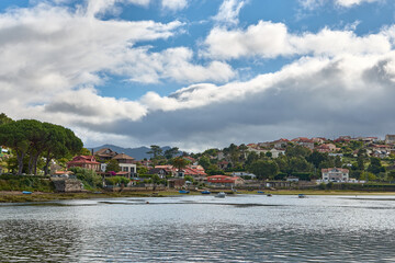Fototapeta na wymiar It flows into A Foz (Nigran), next to Monte Lourido of the Minor River. Ramallosa Galicia Spain