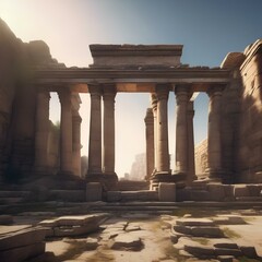 Fototapeta premium Ancient ruins of a civilization with crumbling stone structures1