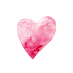 Illustration of a hand drawn watercolor pink heart