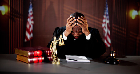 Frustrated Young Advocate Employee At Desk